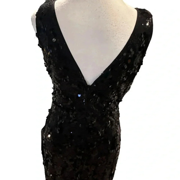 🆕 Dalia Macphee Black Sequined Illusion Waist Gown Extra Large - Picture 13 of 15